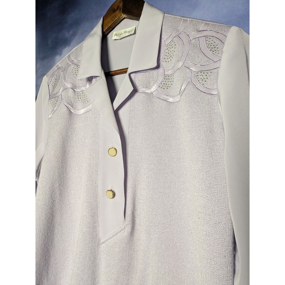 Vintage Lavender Sheer Pullover Blouse Womens Size 8 Art Deco Philippe Marques